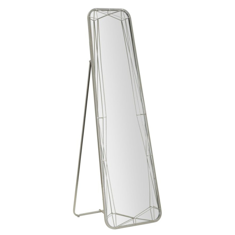 Grand Miroir sur pied design Rectangulaire 46x153 Métal Argenté Bois MDF Silver 