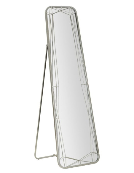 Grand Miroir sur pied design Rectangulaire 46x153 Métal Argenté Bois MDF Silver 