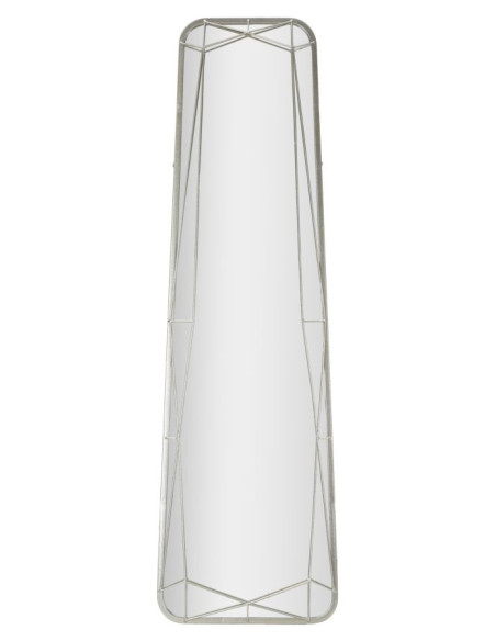 Grand Miroir sur pied design Rectangulaire 46x153 Métal Argenté Bois MDF Silver 