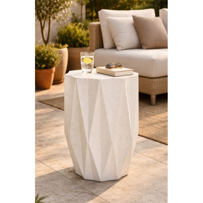 Table d'appoint design Étoile 38 cm Oxyde de magnésium Blanc crème Star 