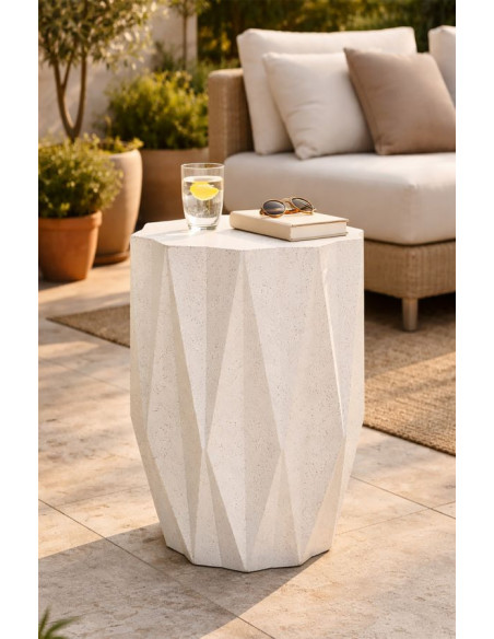 Table d'appoint design Étoile 38 cm Oxyde de magnésium Blanc crème Star 