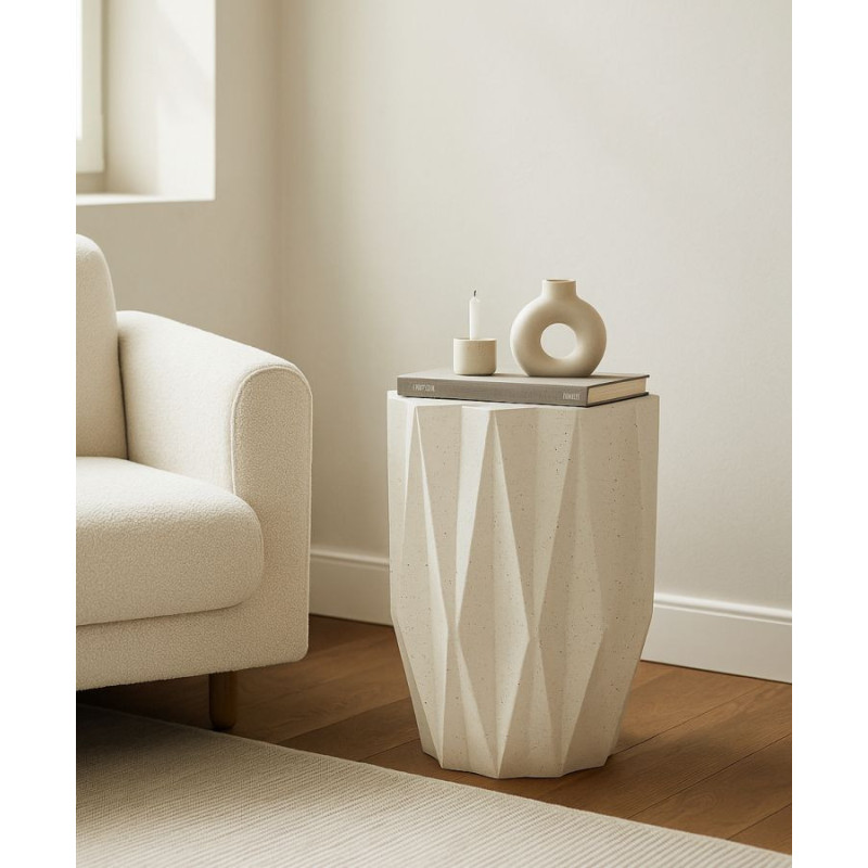 Table d'appoint design Étoile 38 cm Oxyde de magnésium Blanc crème Star 