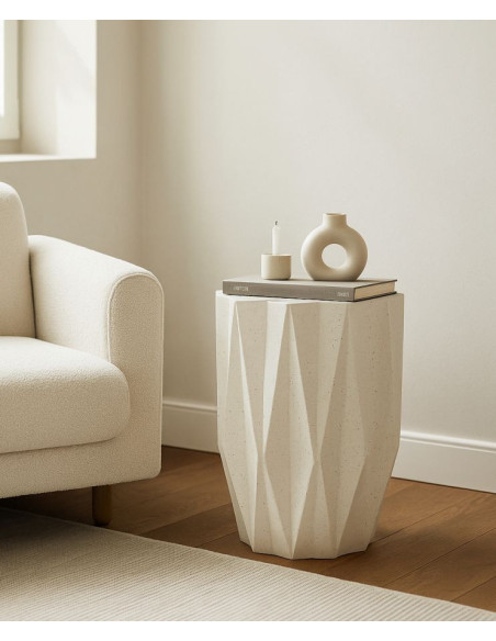 Table d'appoint design Étoile 38 cm Oxyde de magnésium Blanc crème Star 