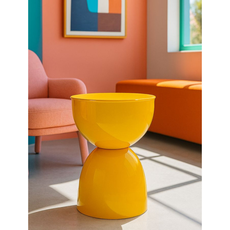 Table d'appoint design Ronde 31 cm Métal Jaune moutarde Yao 