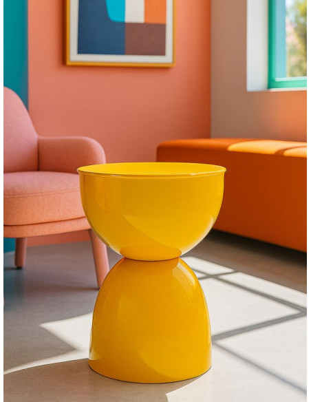 Table d'appoint design Ronde 31 cm Métal Jaune moutarde Yao 