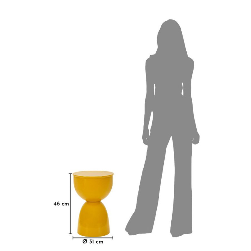 Table d'appoint design Ronde 31 cm Métal Jaune moutarde Yao 