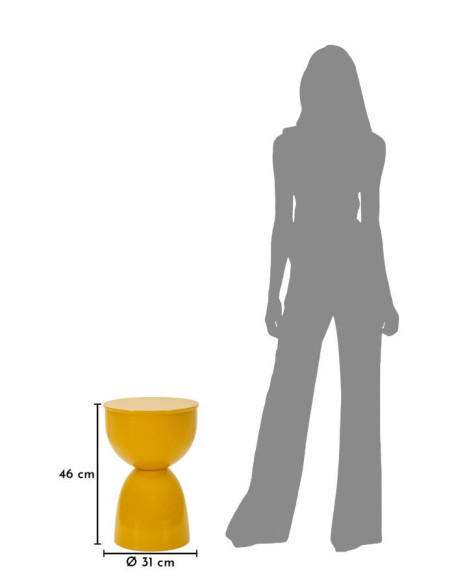 Table d'appoint design Ronde 31 cm Métal Jaune moutarde Yao 