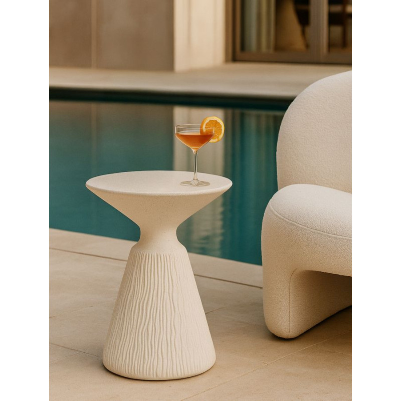 Table d'appoint design Ronde 40 cm Oxyde de magnésium Blanc crème Cone 