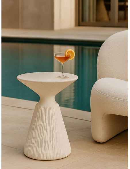 Table d'appoint design Ronde 40 cm Oxyde de magnésium Blanc crème Cone 