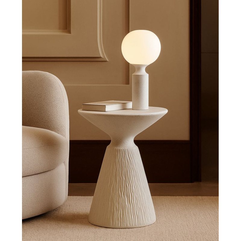 Table d'appoint design Ronde 40 cm Oxyde de magnésium Blanc crème Cone 