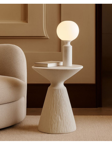 Table d'appoint design Ronde 40 cm Oxyde de magnésium Blanc crème Cone 
