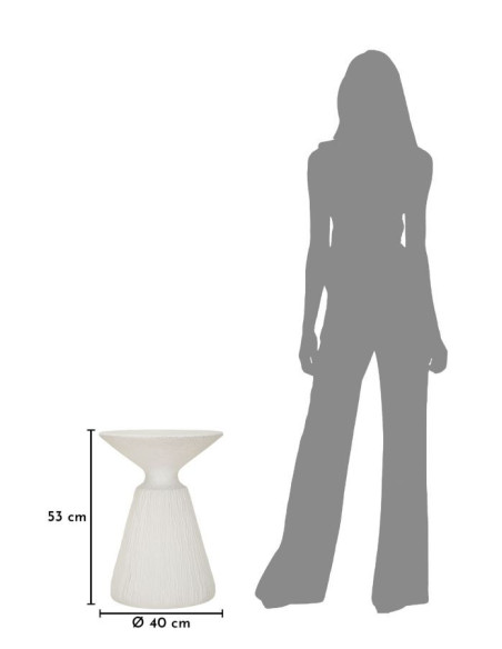 Table d'appoint design Ronde 40 cm Oxyde de magnésium Blanc crème Cone 