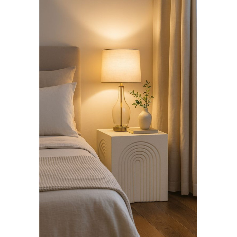 Table d'appoint design arche Carrée 40 cm Oxyde de magnésium Blanc crème Arc 