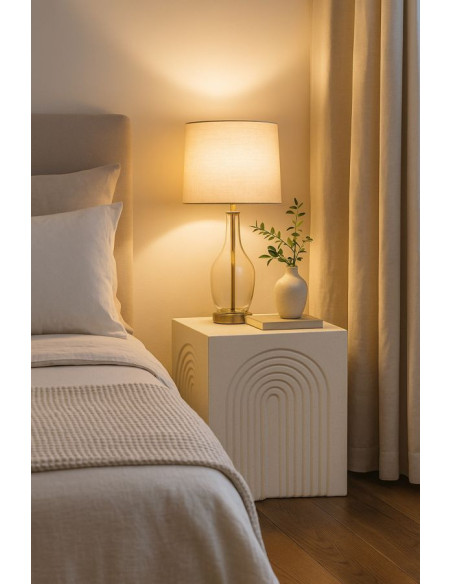 Table d'appoint design arche Carrée 40 cm Oxyde de magnésium Blanc crème Arc 