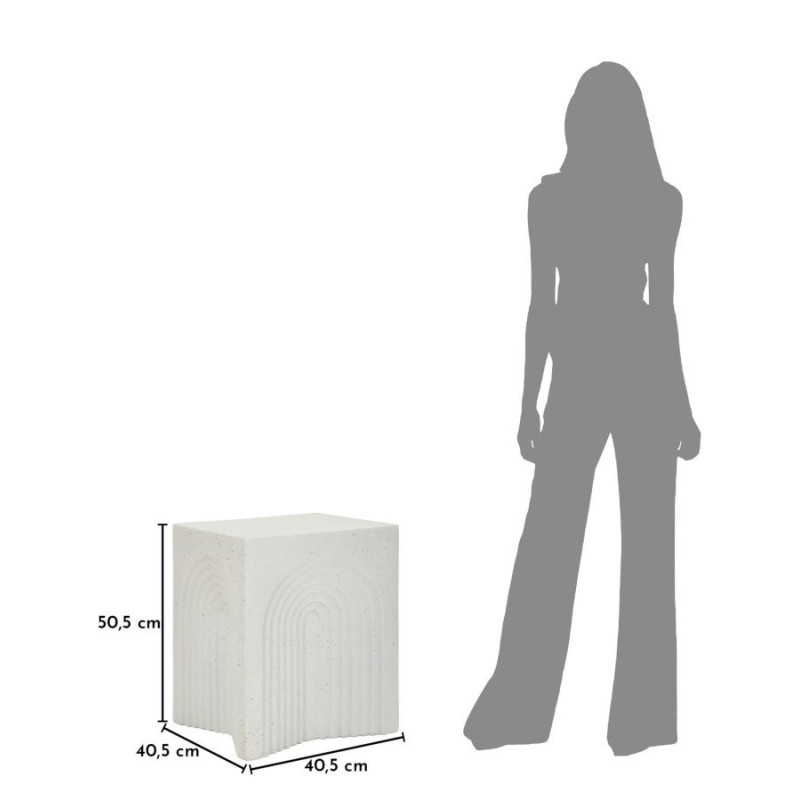 Table d'appoint design arche Carrée 40 cm Oxyde de magnésium Blanc crème Arc 