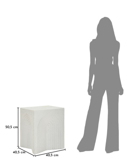 Table d'appoint design arche Carrée 40 cm Oxyde de magnésium Blanc crème Arc 