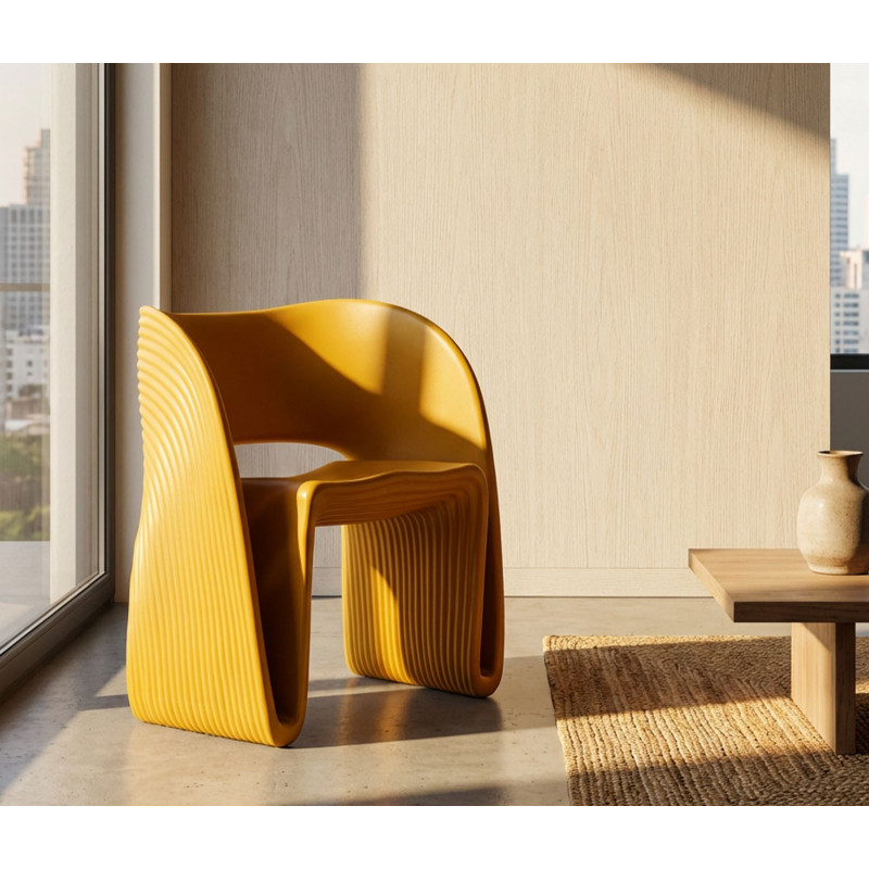 Fauteuil de table design Plastique Jaune moutarde Sand 