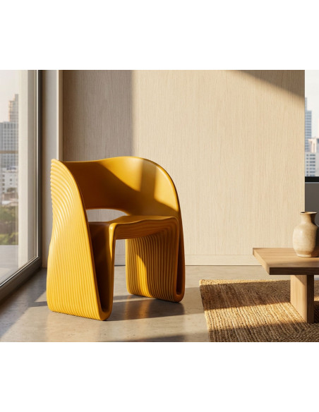 Fauteuil de table design Plastique Jaune moutarde Sand 
