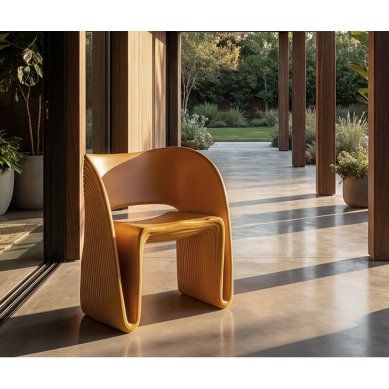 Fauteuil de table design Plastique Jaune moutarde Sand 