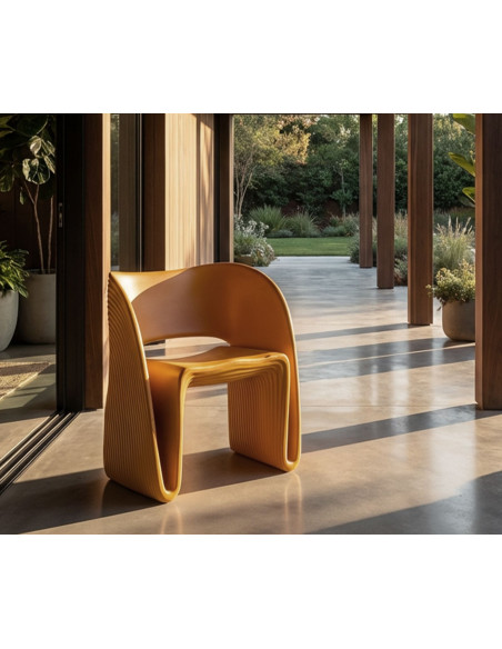 Fauteuil de table design Plastique Jaune moutarde Sand 