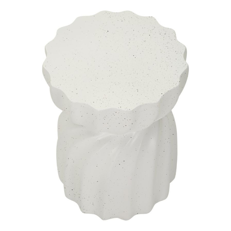 Table d'appoint design Ronde 36 cm Oxyde de magnésium Blanc crème Twisty 