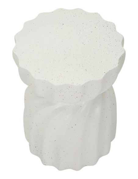 Table d'appoint design Ronde 36 cm Oxyde de magnésium Blanc crème Twisty 