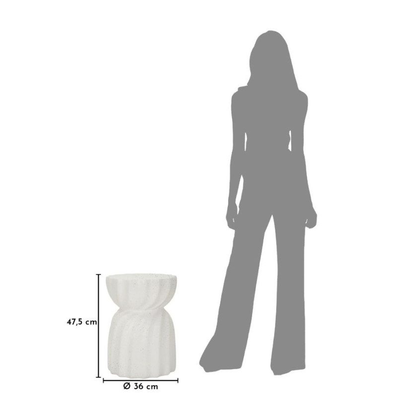 Table d'appoint design Ronde 36 cm Oxyde de magnésium Blanc crème Twisty 