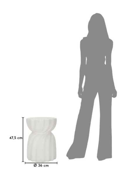 Table d'appoint design Ronde 36 cm Oxyde de magnésium Blanc crème Twisty 