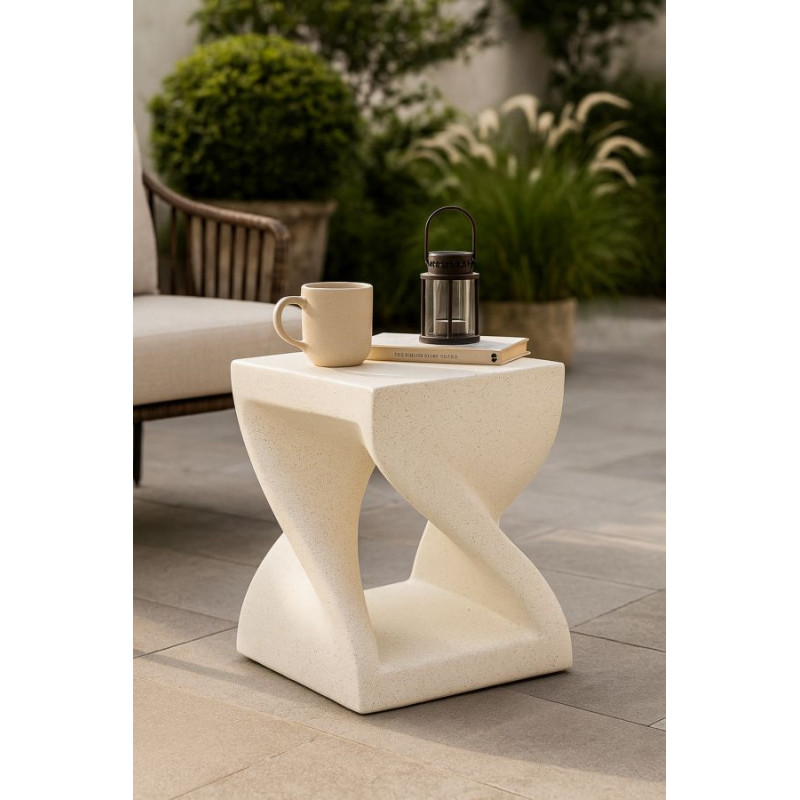Table d'appoint design Carrée 36 cm Oxyde de magnésium Blanc crème Z 