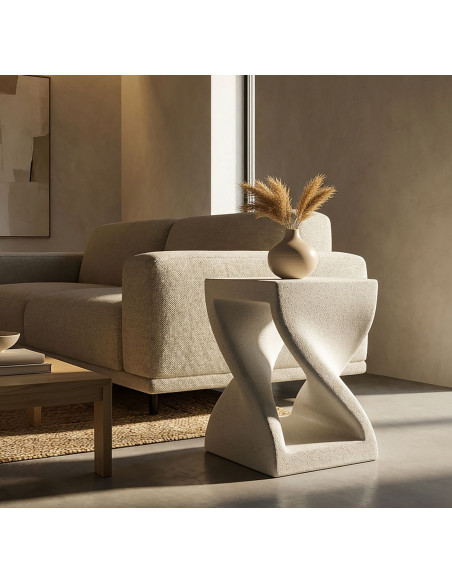 Table d'appoint design Carrée 36 cm Oxyde de magnésium Blanc crème Z 