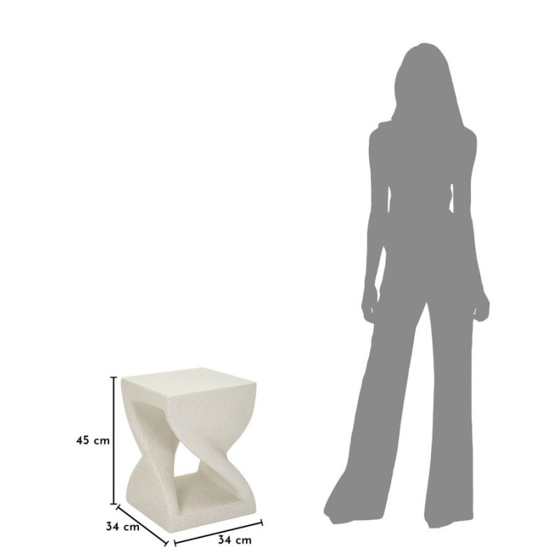 Table d'appoint design Carrée 36 cm Oxyde de magnésium Blanc crème Z 