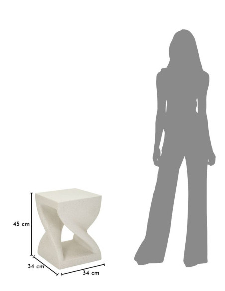 Table d'appoint design Carrée 36 cm Oxyde de magnésium Blanc crème Z 