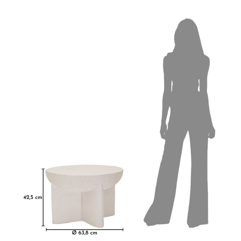 Table basse design Ronde 63 cm Oxyde de magnésium Blanc crème History 