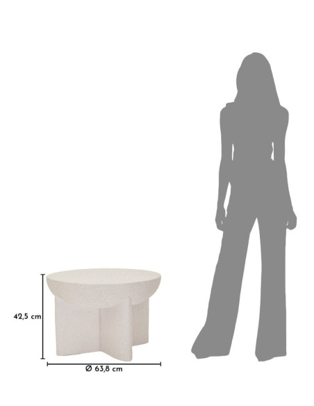 Table basse design Ronde 63 cm Oxyde de magnésium Blanc crème History 