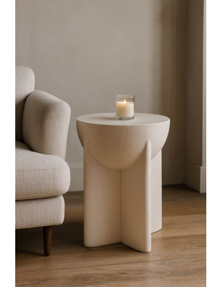 Table d'appoint design Ronde 33 cm Oxyde de magnésium Blanc crème History 