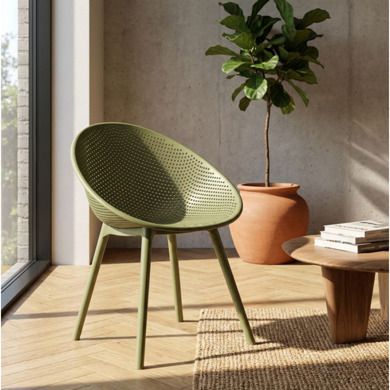 Lot de 2 Chaises design Plastique Vert Ibiza 