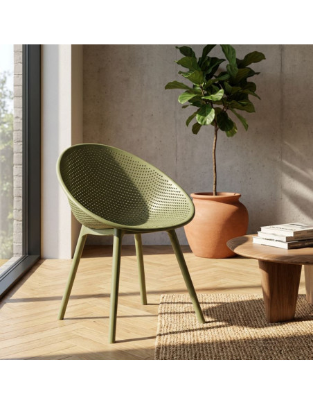 Lot de 2 Chaises design Plastique Vert Ibiza 