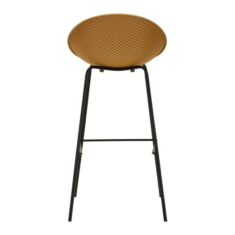 Lot de 2 Tabourets de bar design Plastique Jaune moutarde Métal Noir Ibiza 