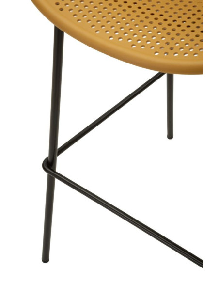 Lot de 2 Tabourets de bar design Plastique Jaune moutarde Métal Noir Ibiza 