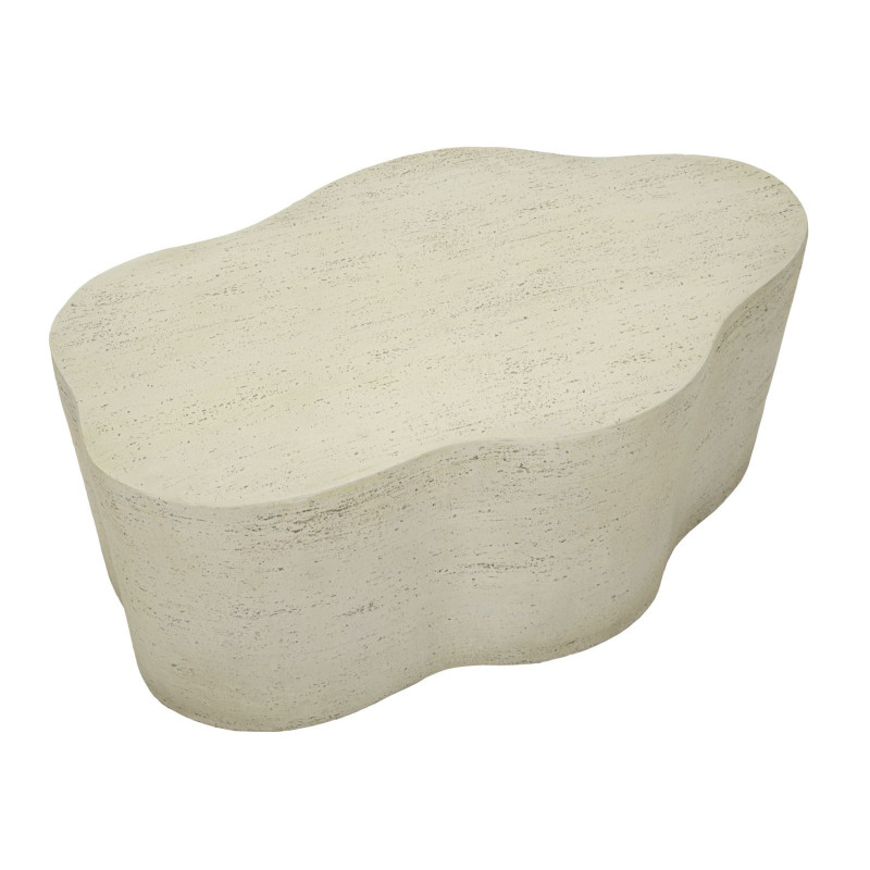 Table basse design Organique 92 cm Oxyde de magnésium Blanc crème Cloud 
