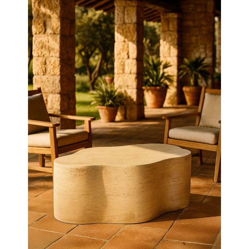 Table basse design Organique 92 cm Oxyde de magnésium Blanc crème Cloud 