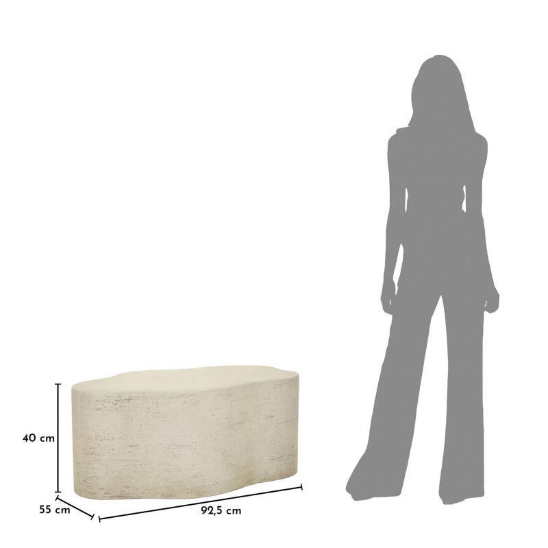 Table basse design Organique 92 cm Oxyde de magnésium Blanc crème Cloud 