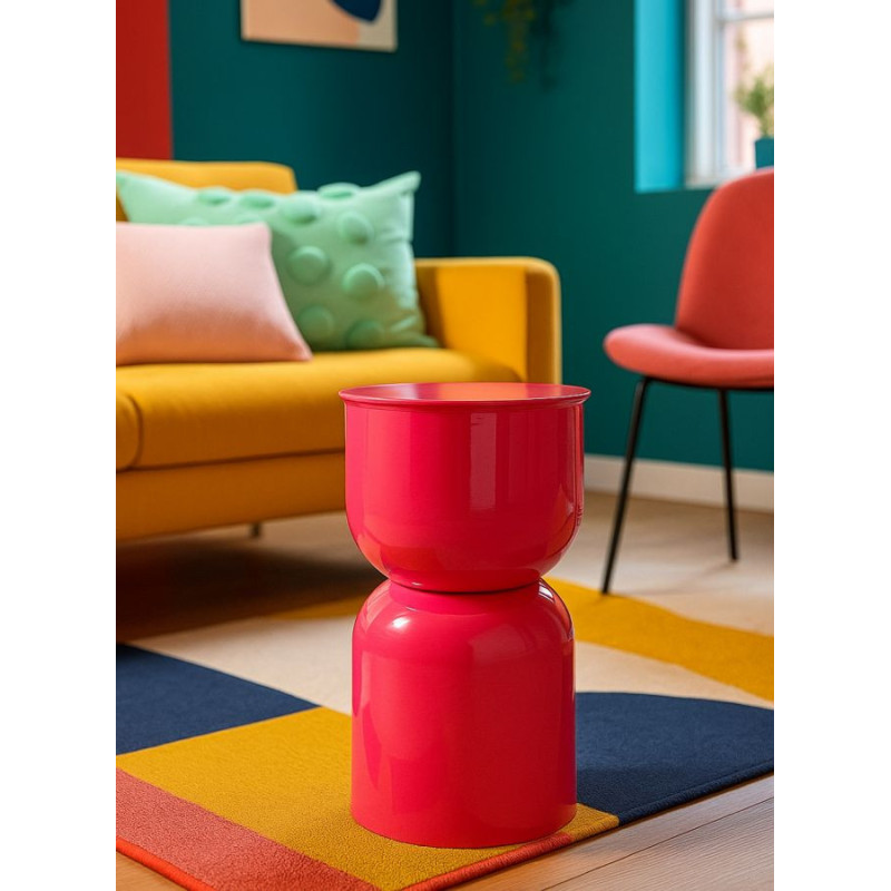 Table d'appoint design Ronde 31 cm Métal Rose fuchsia Oyi 