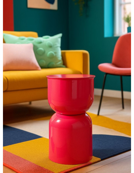 Table d'appoint design Ronde 31 cm Métal Rose fuchsia Oyi 