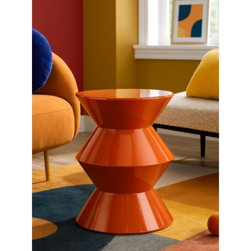 Table d'appoint design Ronde 37 cm Métal Orange Zag 
