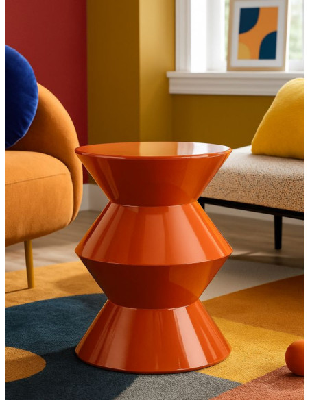 Table d'appoint design Ronde 37 cm Métal Orange Zag 