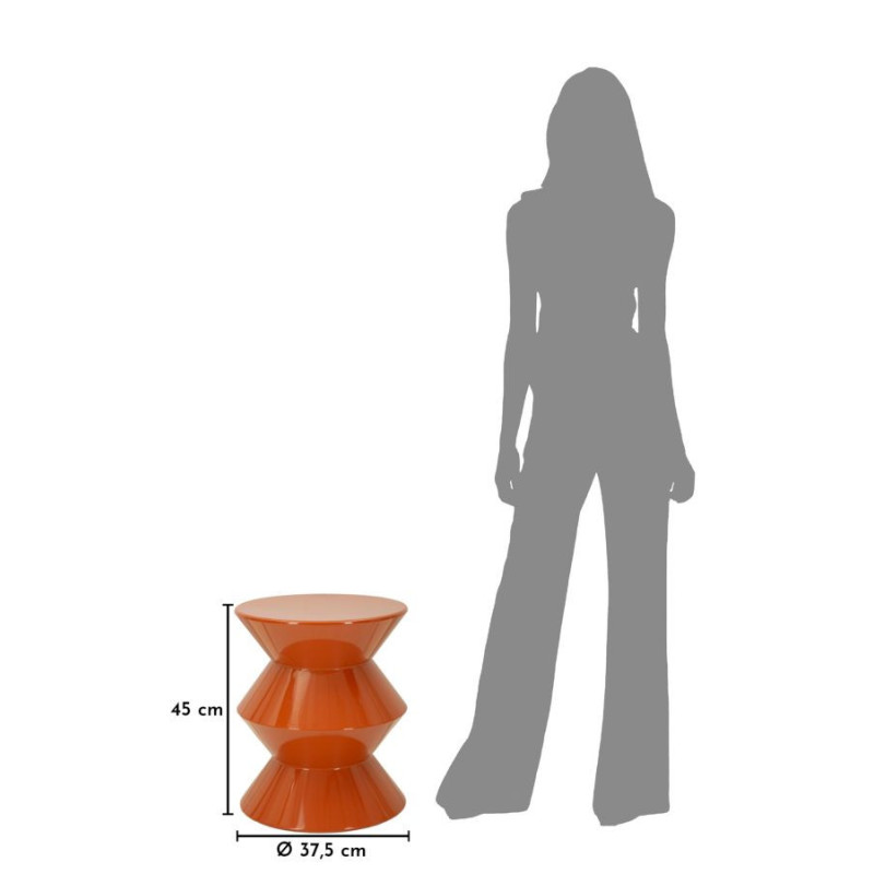 Table d'appoint design Ronde 37 cm Métal Orange Zag 