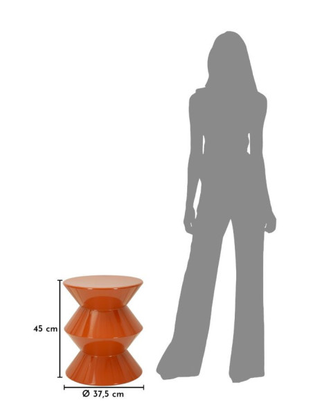Table d'appoint design Ronde 37 cm Métal Orange Zag 