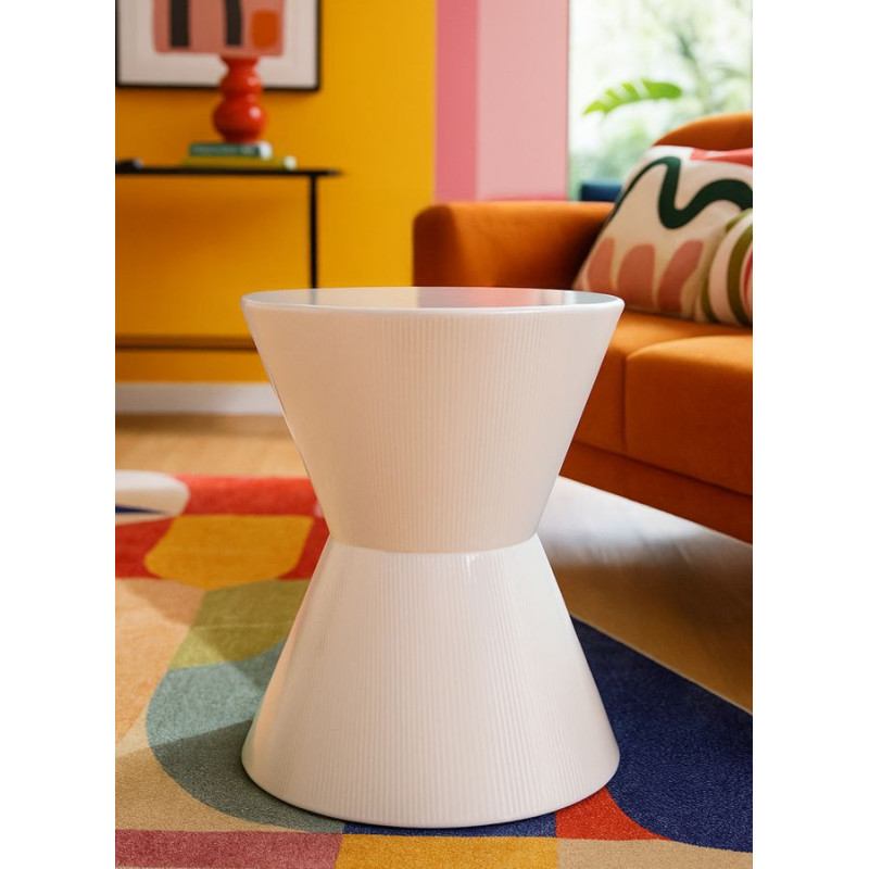 Table d'appoint design Ronde 45 cm Métal Blanc Oyo 