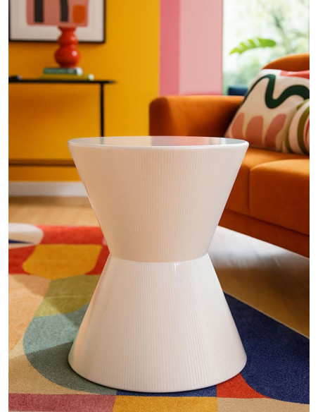 Table d'appoint design Ronde 45 cm Métal Blanc Oyo 